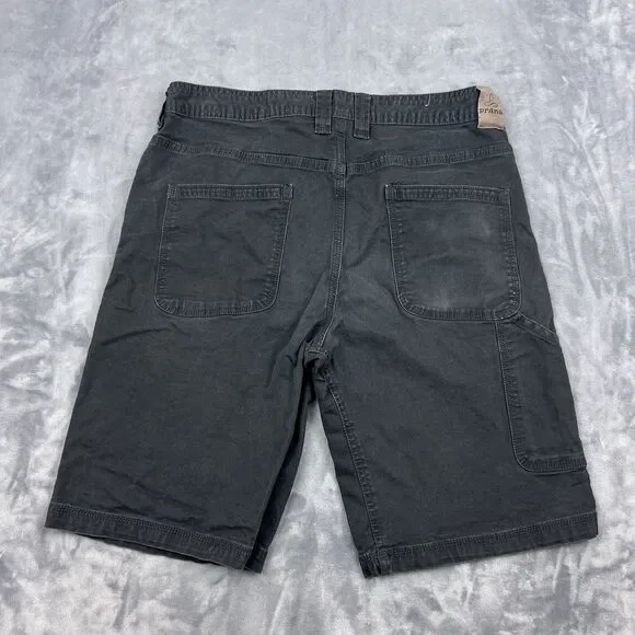 prAna Bronson Shorts Mens Size 32 Charcoal Gray Stretch Outdoor Hiking Gorpcore - Picture 2 of 11